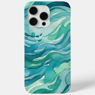 Turquoise Waterverf Oceaan Golven iPhone 15 Pro Max Hoesje