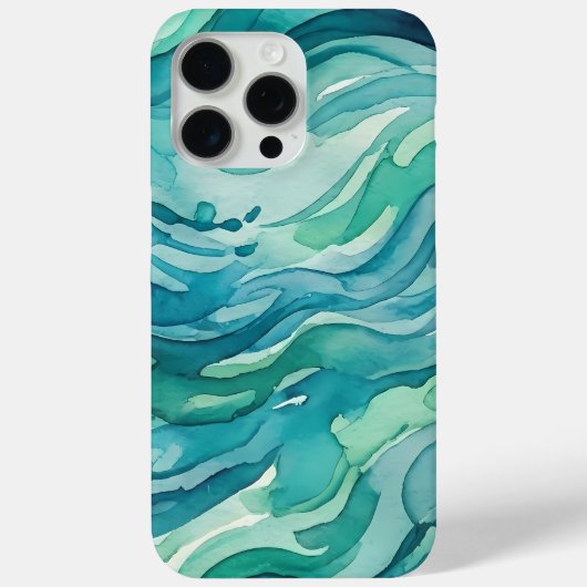 Turquoise Waterverf Oceaan Golven Case-Mate iPhone Case (Achterkant)