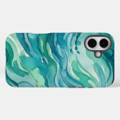 Turquoise Waterverf Oceaan Golven Case-Mate iPhone Case (Achterkant (horizontaal))