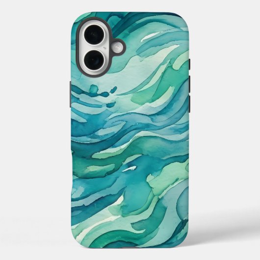 Turquoise Waterverf Oceaan Golven Case-Mate iPhone Case (Achterkant)