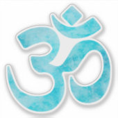 Turquoise Waterverf OM Symbool Sticker (Voorkant)