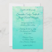 Turquoise Waterverf Ombre Calligraphy Wedding Kaart (Voorkant)