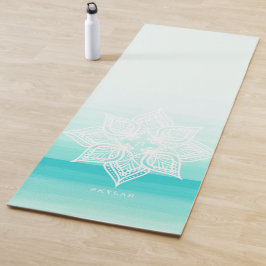 Turquoise Waterverf Ombre Mandala Monogram Yogamat