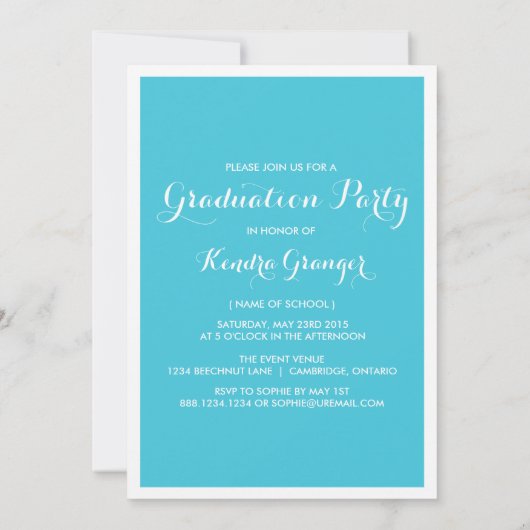 Turquoise Waterverf Overlay Foto Afstuderen Kaart (Achterkant)