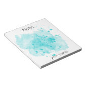 Turquoise Waterverf Paint Blotter met Jouw naam Notitieblok (Schuin)