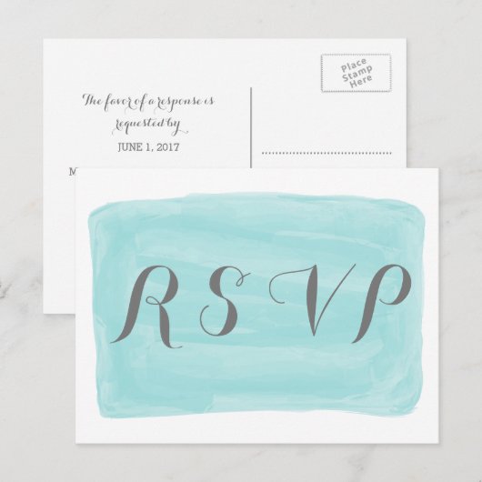 turquoise Waterverf response Briefkaart (Voorkant / Achterkant)