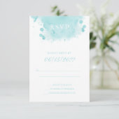 Turquoise Waterverf RSVP Enclosure Kaart (Staand voorkant)