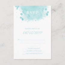 Turquoise Waterverf RSVP Enclosure Kaart