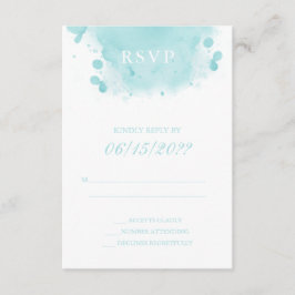 Turquoise Waterverf RSVP Enclosure Kaart