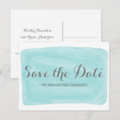 Turquoise Waterverf Save the Date Briefkaart (Voorkant / Achterkant)