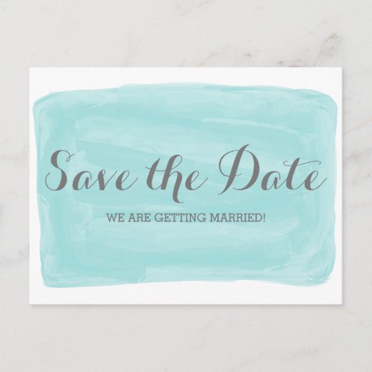 Turquoise Waterverf Save the Date Briefkaart (Voorkant)