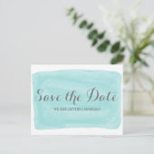 Turquoise Waterverf Save the Date Briefkaart (Staand voorkant)
