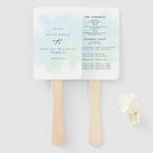 Turquoise Waterverf Splash Wedding Program Hand F Handwaaier (Voorkant en achterkant)