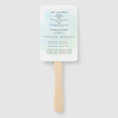 Turquoise Waterverf Splash Wedding Program Hand F Handwaaier (Achterkant)