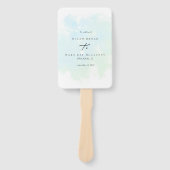 Turquoise Waterverf Splash Wedding Program Hand F Handwaaier (Voorkant)