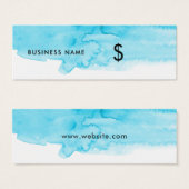 Turquoise Waterverf Splash White Modern Price Labe Mini Visitekaartjes (Voorkant /achterkant)
