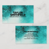 Turquoise Waterverf Splatter Visitekaartje (Voorkant / Achterkant)