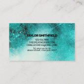 Turquoise Waterverf Splatter Visitekaartje (Achterkant)
