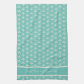 Turquoise Waterverf Starfish keukenhanddoek (Verticaal)