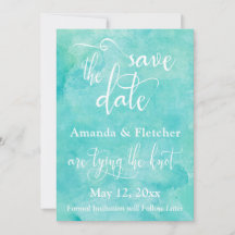 Turquoise Waterverf Typografie Bewaar de Datum