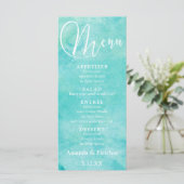 Turquoise Waterverf Typografie Bruiloft Menu 2 (Staand voorkant)