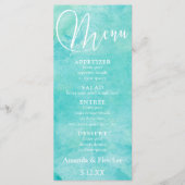 Turquoise Waterverf Typografie Bruiloft Menu 2 (Voorkant)