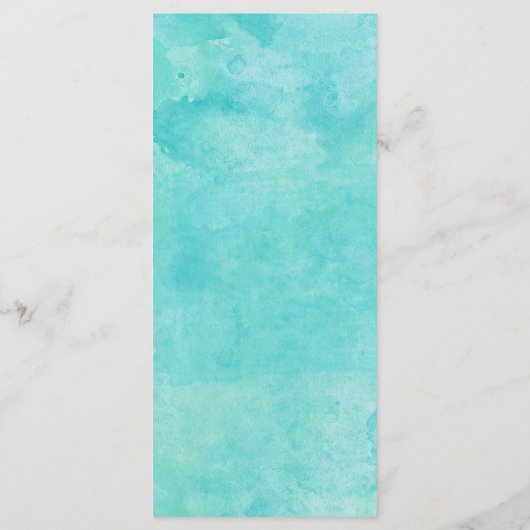 Turquoise Waterverf Typography Wedding Menu (Achterkant)