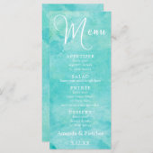 Turquoise Waterverf Typography Wedding Menu (Voorkant / Achterkant)
