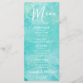 Turquoise Waterverf Typography Wedding Menu (Voorkant)