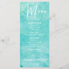 Turquoise Waterverf Typography Wedding Menu