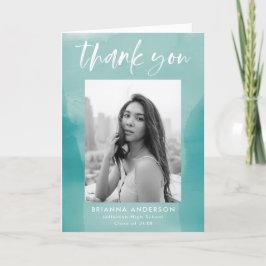 Turquoise Waterverf Was foto Afstuderen Bedankkaart