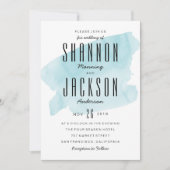 Turquoise Waterverf Wash bruiloft uitnodiging (Voorkant)