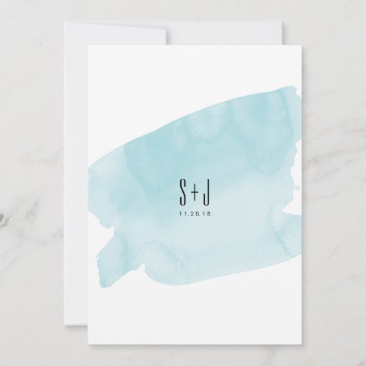 Turquoise Waterverf Wash bruiloft uitnodiging (Achterkant)