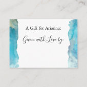 Turquoise Waterverf Wash Display Vrijgezellenfeest Informatiekaartje (Achterkant)