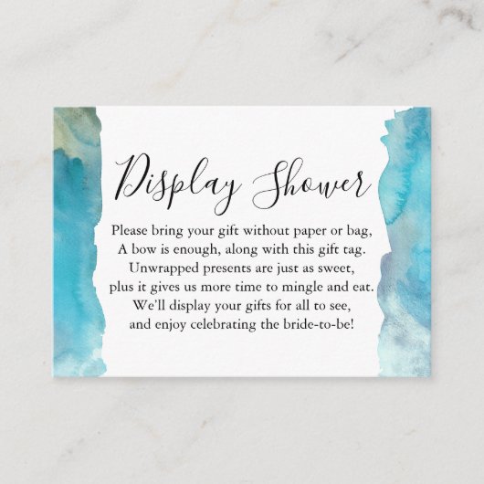 Turquoise Waterverf Wash Display Vrijgezellenfeest Informatiekaartje (Voorkant)
