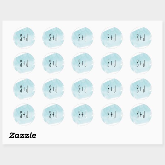 Turquoise Waterverf Wash Wedding Sticker (Vel)