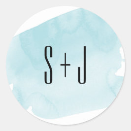Turquoise Waterverf Wash Wedding Sticker