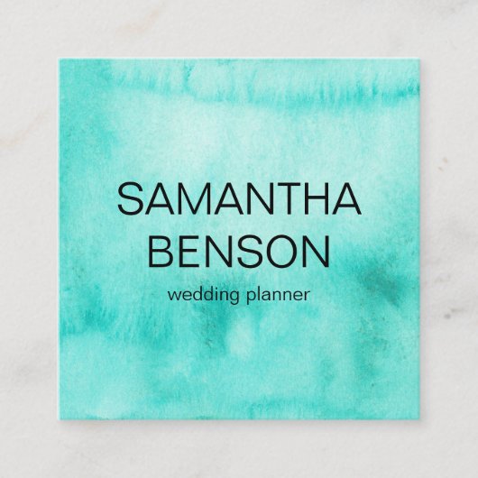 Turquoise Waterverf Wedding Planner Square Busine Vierkante Visitekaartje (Voorkant)