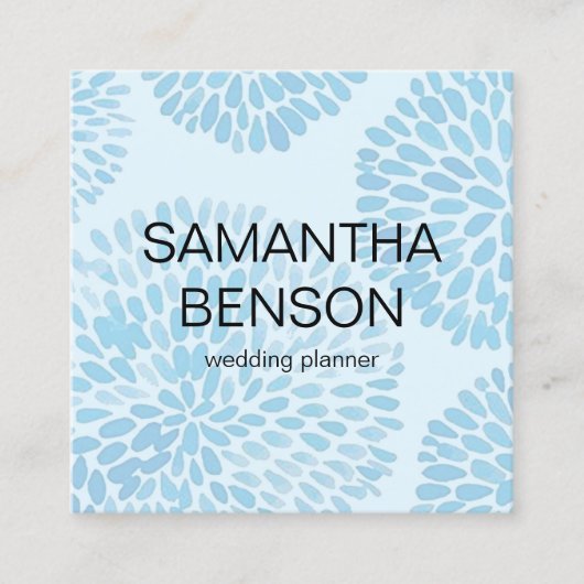 Turquoise Waterverf Wedding Planner Vierkante Visitekaartje (Voorkant)