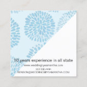 Turquoise Waterverf Wedding Planner Vierkante Visitekaartje (Achterkant)