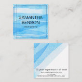 Turquoise Waterverf Wedding Planner Vierkante Visitekaartje (Voorkant / Achterkant)