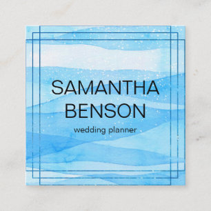 Turquoise Waterverf Wedding Planner Vierkante Visitekaartje