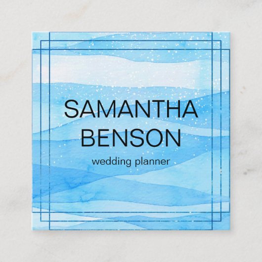 Turquoise Waterverf Wedding Planner Vierkante Visitekaartje (Voorkant)