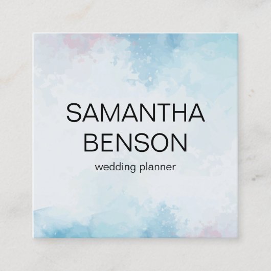 Turquoise Waterverf Wedding Planner Vierkante Visitekaartje (Voorkant)