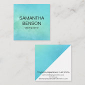 Turquoise Waterverf Wedding Planner Vierkante Visitekaartje (Voorkant / Achterkant)