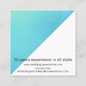 Turquoise Waterverf Wedding Planner Vierkante Visitekaartje (Achterkant)
