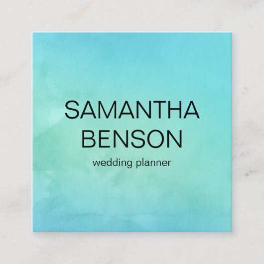 Turquoise Waterverf Wedding Planner Vierkante Visitekaartje (Voorkant)