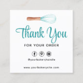 Turquoise Waterverf Whisk Bakkerij QR Dank u Vierkante Visitekaartje (Voorkant)