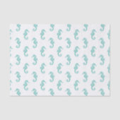 Turquoise Waterverf Zeepaardjes Tissuepapier (Voorkant)
