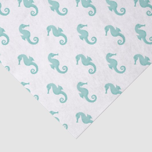 Turquoise Waterverf Zeepaardjes Tissuepapier (Detail)